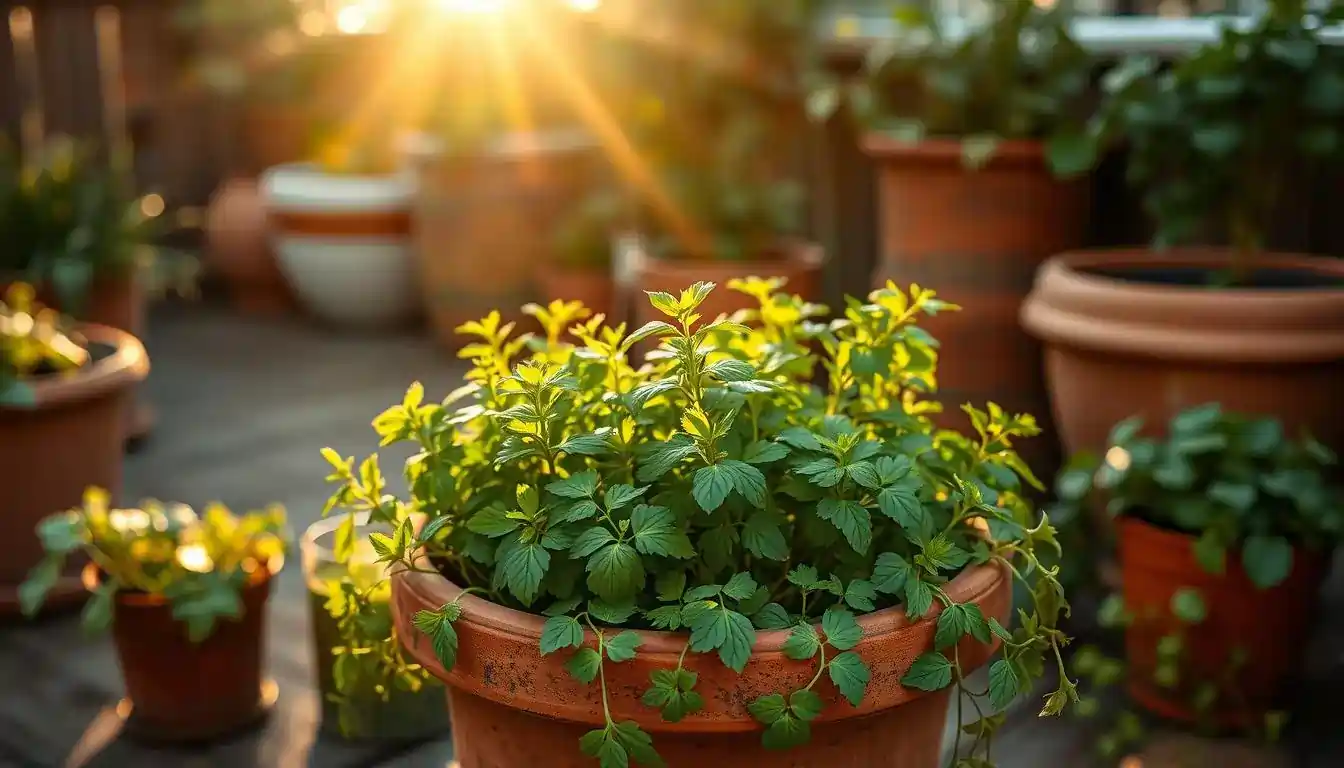 Culantro garden in a container